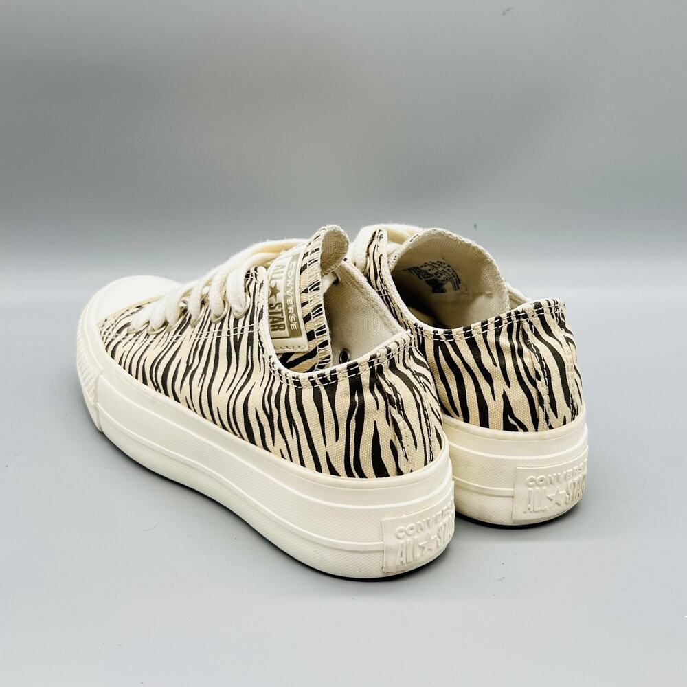 Converse Shoes Womens 6 Beige Chuck Taylor All Star 2 Platform Zebra Sneakers - Picture 5 of 11